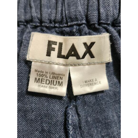 FLAX By Jeanne Engelhart 100% Linen Shorts High Rise Blue Sz M Pull On Casual - Picture 7 of 8